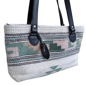 MZ Handmade 100% Wool Zapotec Tribal Print Shoulder Handbag Purse